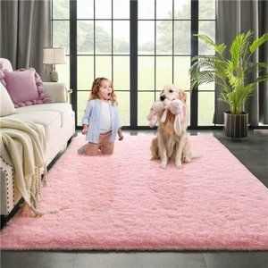 Baby Pink Area Rug for Bedroom Living Room Carpet Home Decor,Upgraded 4x5.9 Cute